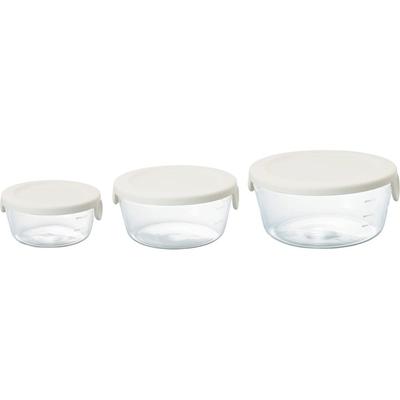 HARIO Glass Storage Made In Set of 3 Heat-Resistant Containers, White, Japan, SYTN-2518-OW,