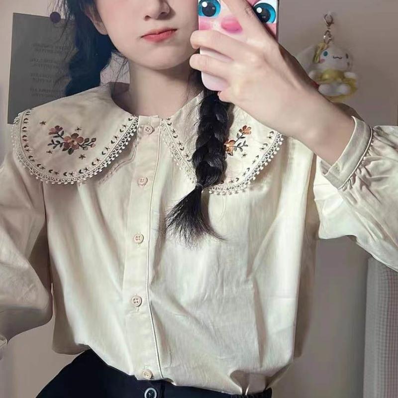 Sonbahar Kore Modası Tatlı Gömlekler Kadınlar Sevimli Stil Vintage Öğrenciler Saf Kızlar Harajuku Giysileri Yeni Tasarım Kawaii Şık Estetik Üstler