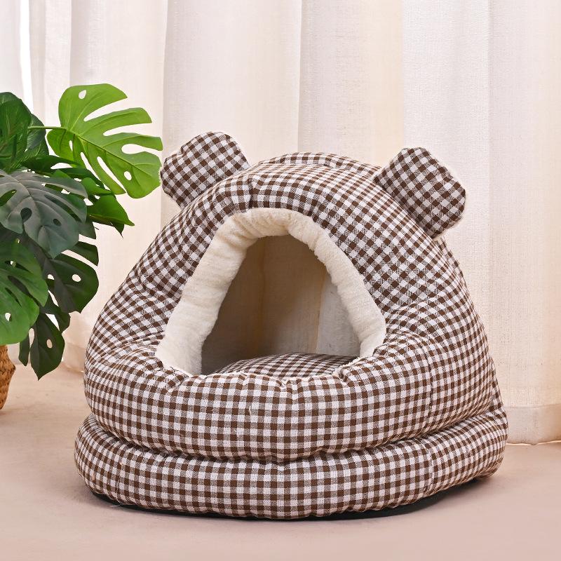 

Four Seasons Semi-Closed Cozy Pet Bed for Cats & Dogs - Winter Warmth Small [35*40*38cm]