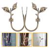 2 Pcs Metal Curtain Holdbacks Zinc Alloy Wall Mounted Drapery Tiebacks Leaf Shaped Brass Bronze Hangers For Decoration Window