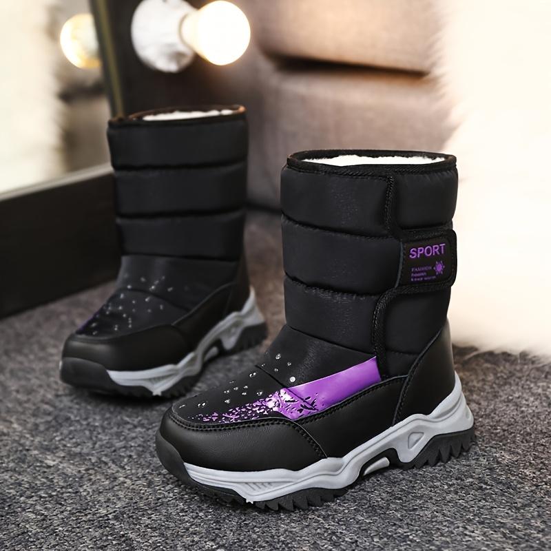 Outdoor Girls' Snow Boots with Fleece Lining Warm Comfortable