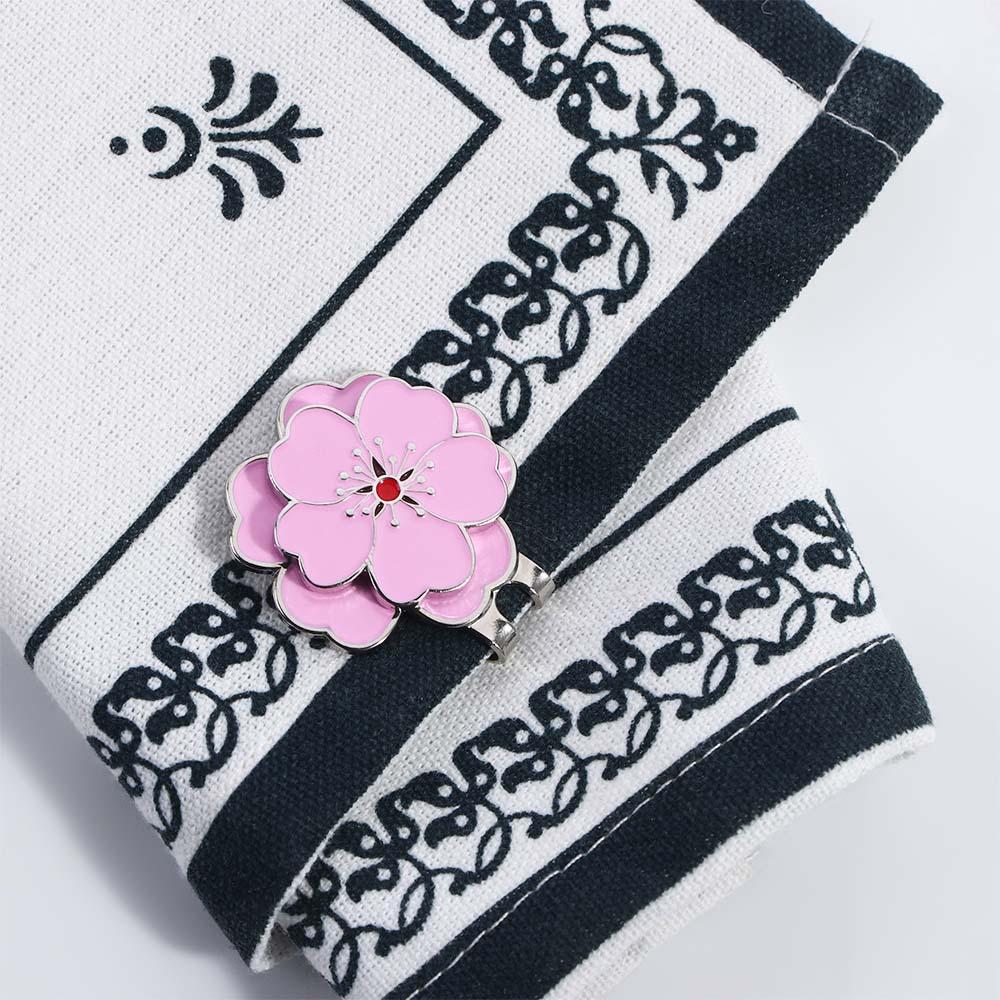 Aids Magnetic Golf Putting Alignment Ball Position Mark Hat Marker Pink Flower Golf Hat Clip