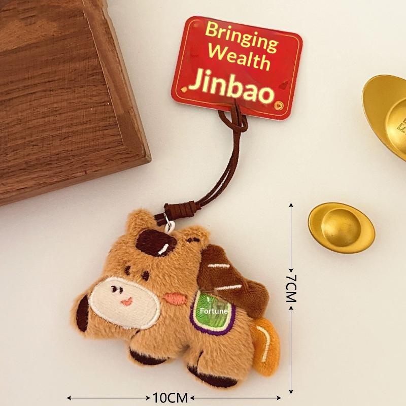 

2026 Year of the Horse Plush Keychain Cute Zodiac Pony Doll Charm for Backpack & Bag New Year Ornament A8