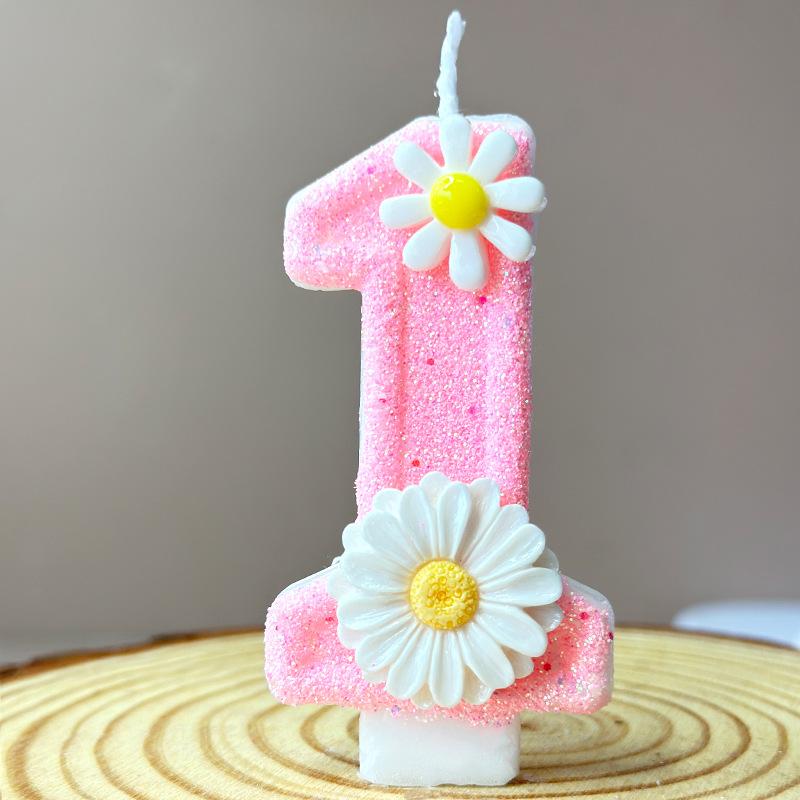 3D Number Cake Decorating Candle Pink Glitter Birthday Candles Digital Candle Cake Topper Birthday Party Anniversary Cake Decor