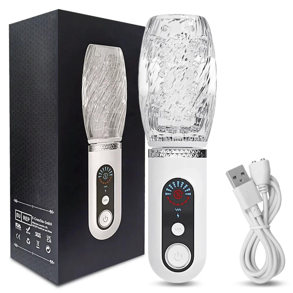 Tasse Masturbateur Mâle Poussée Automatique Rotative Vibrante Pompe à Pénis Entraîneur Tasse de Masturbation Jouets Sexuels pour Hommes Adultes