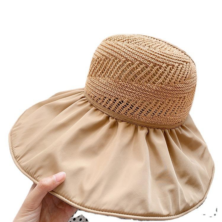 Summer Breathable Female Sunshade Cap UPF50+large Brim UV Protection and Sun Protection Empty Top Hat