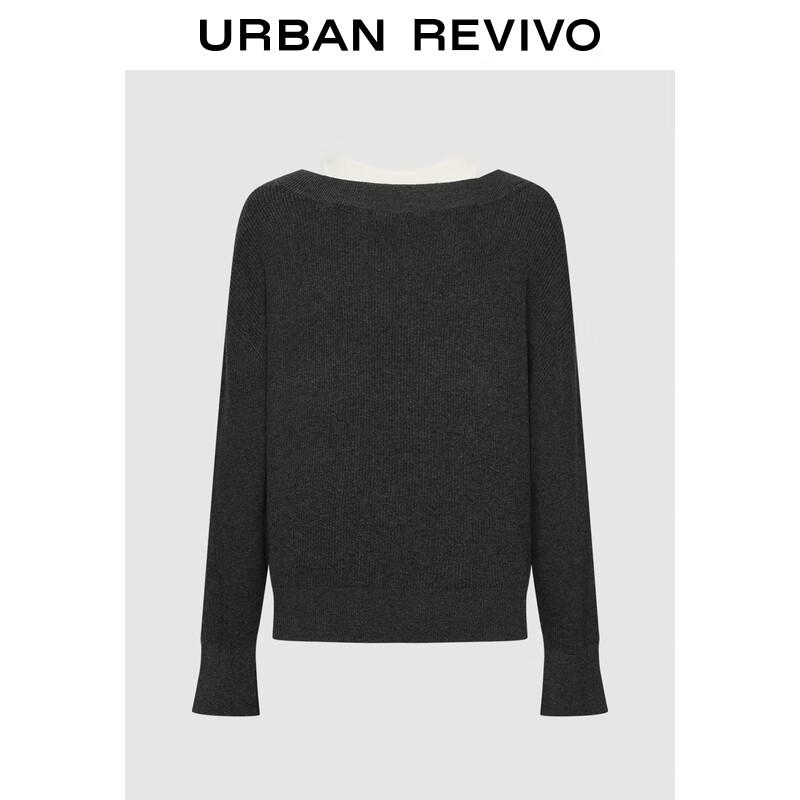 

Женский вязаный свитер с круглым вырезом, двухцветный, имитация двух предметов M