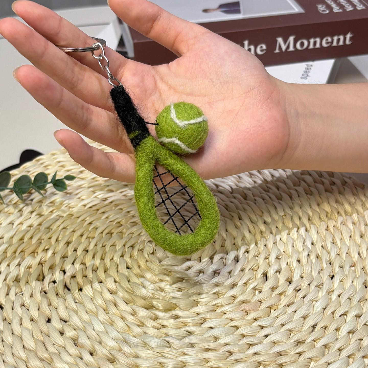 

Nepal Wool Felt Sporty Pendant Keychain with Plush Ball Charm