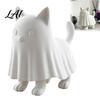 Cute Spooky Home Accents Ghost Cat Figurine 3D Printed Cloak Kitty Sculpture Minimalist Halloween Room Accessory Tabletop Decor DIY Blank Painting