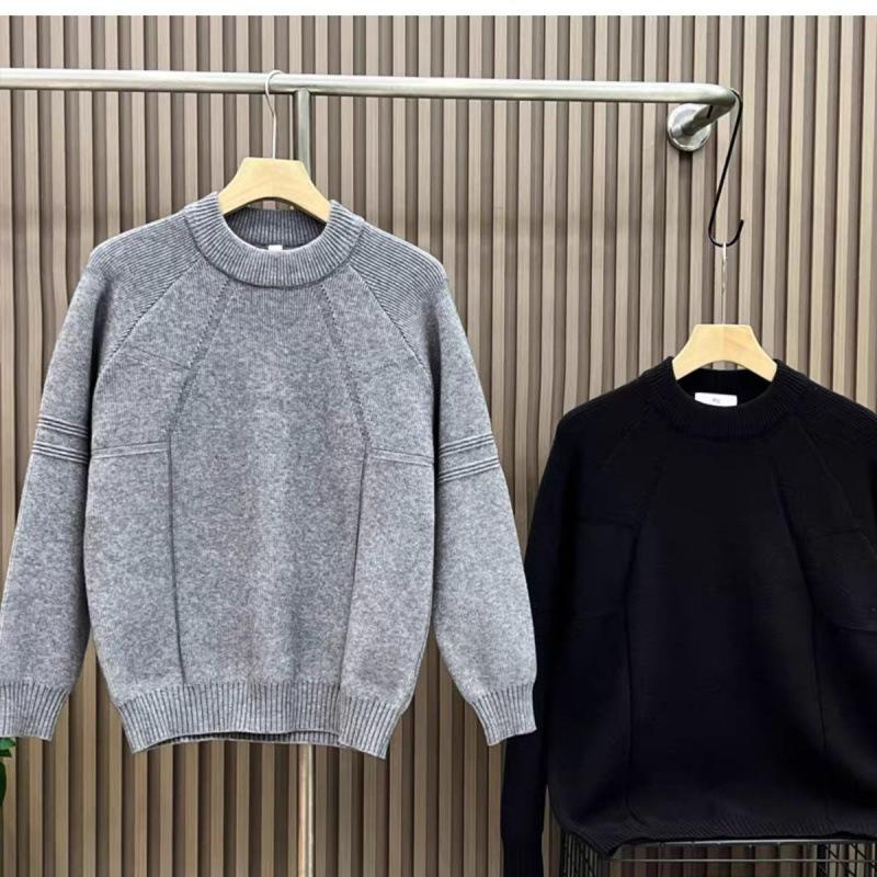 

Autumn And Winter New Style Mens Crew Neck Sweater Knitwear Trendy Minimalist Stylish Versatile Slim Fit Bottoming Shirt Top L сірий колір