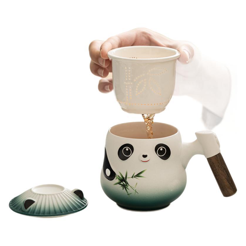 Guochao Merchandise Panda Cup Ceramic Cup Tea Coffee Cup Filter Cup Engraving Name Surname Cup