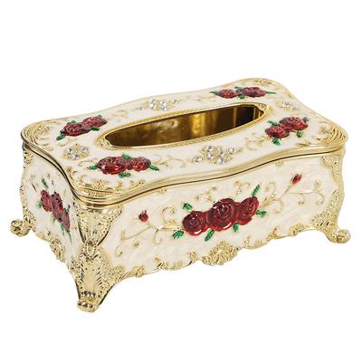 Boîte à mouchoirs AllBright, Rangement élégant, Style Princesse Florale Rose Européenne (blanc)