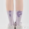 Soft Simple Cotton Mid-calf Socks Words Asymmetric Printing Socks Summer Hosiery Plush Ball Women Tube Socks Ladies