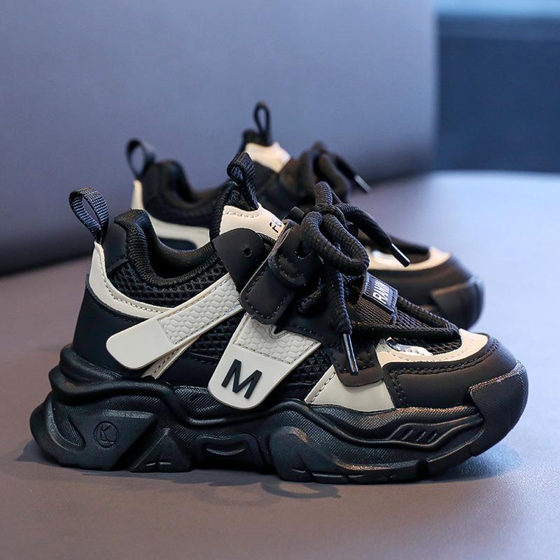 Boys' Shoes Spring 2025 New Children's Mesh Sports Shoes Medium and Large Children's Boys Popular Dad Shoes Soft Sole Tide