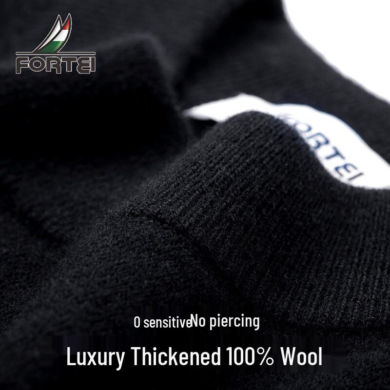 Futing Men's 100% Merino Wool Round Neck Knit Sweater