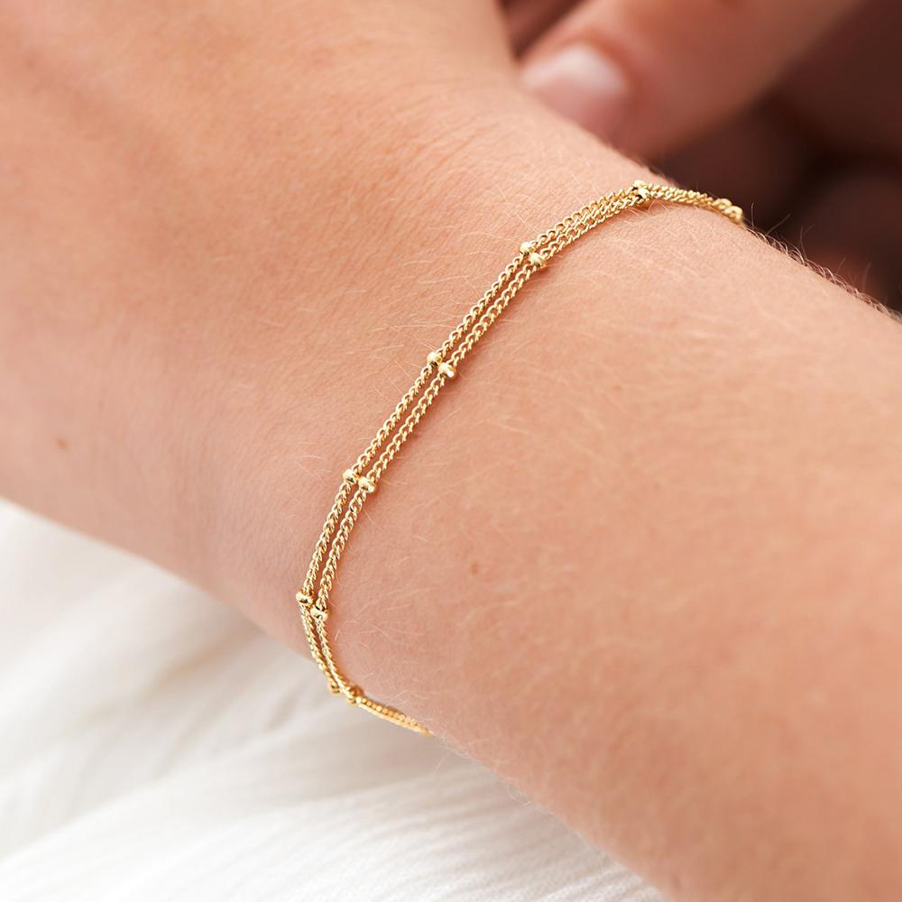 Simple Female Ball Chain Bracelet Jewelry New Layered Thin Beads Chain Bracelet For Women Leg Stainless Steel Chain