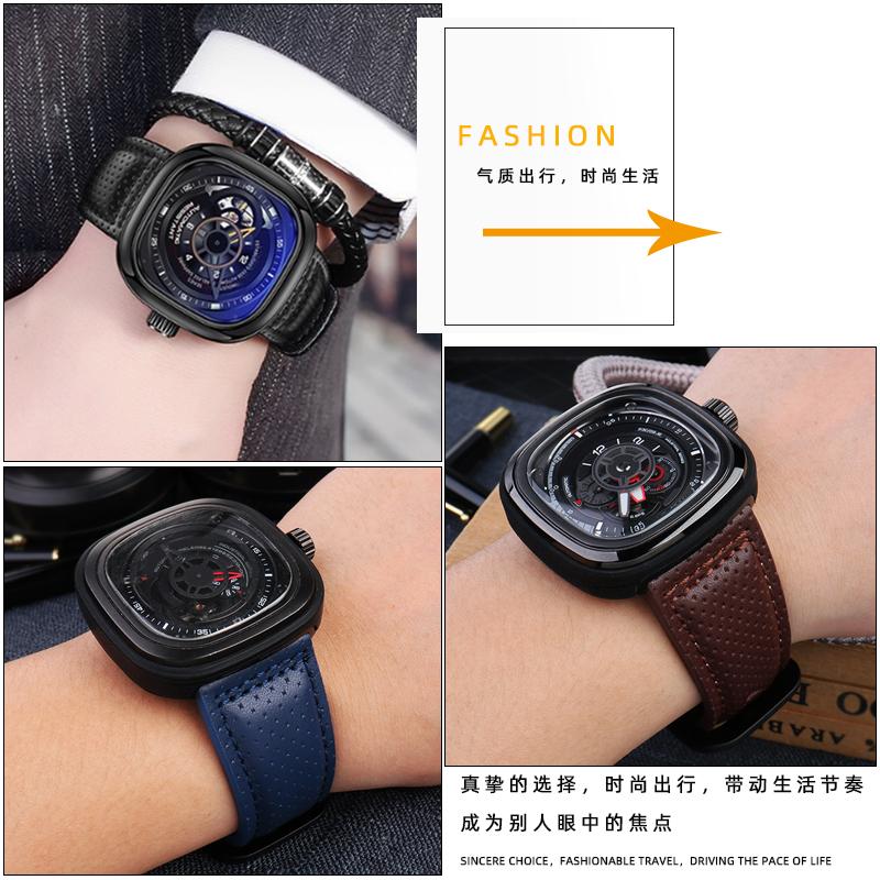 Rindsleder Uhrenarmband für Seven Friday SF-M2/Q201/02/03 P3C/02/SF-M3/04/P1B/01 Armband Echtes Leder Uhrenarmband 28mm Herren Armband