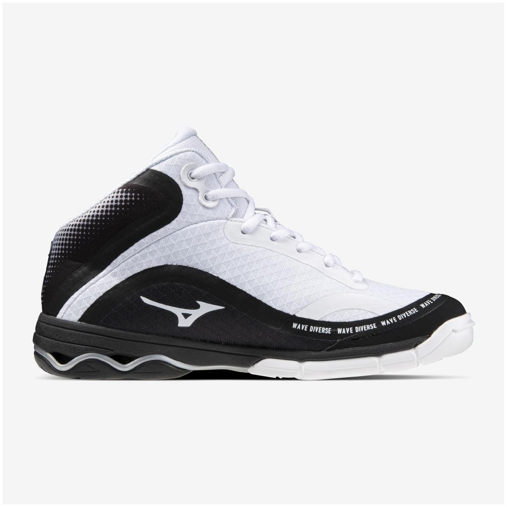Mizuno Wave Divers DE 2 Fitness Size 2E Shoes, Indoor, Studio, Gym, Exercise, White/Black/Light Gray, 23.0 cm,