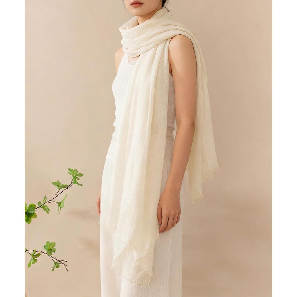 Used Linen Stole Shawl Large Gauze Muffler for Women (Beige) | Stylish, Present, Gift