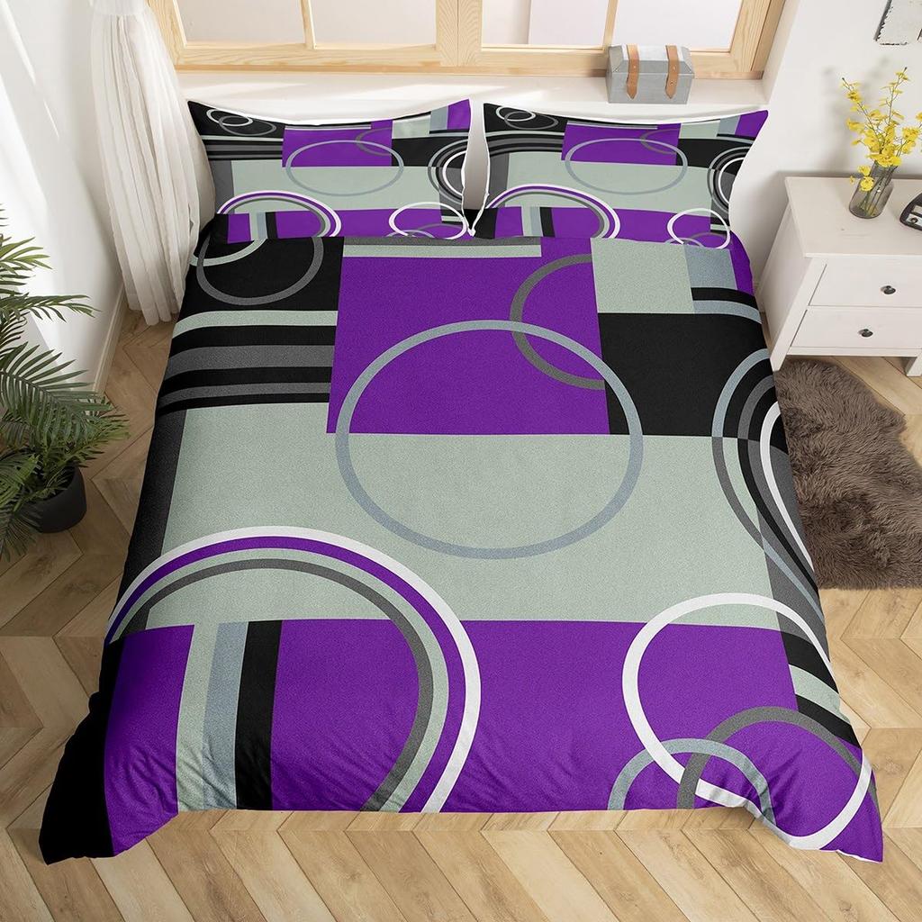 Comforter Geometry Swirls Spiral Twin King Abstract Circle Stripes Comforter Modern Graphic Geometric Plaid Bedding Set