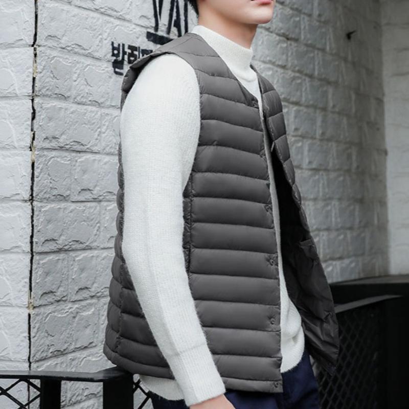 Men's Solid Color Down Vest Jacket in Plus Size