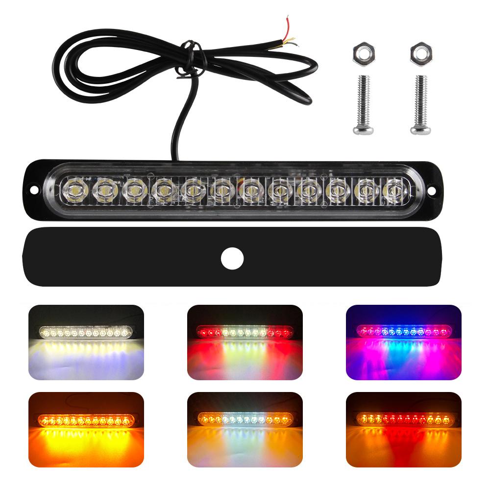 12 LED Strobe Warning Light  Police Lights Tail Lamp Led Side light 18 Flashing Modes for Car Truck Light 12V 24V White Yellow