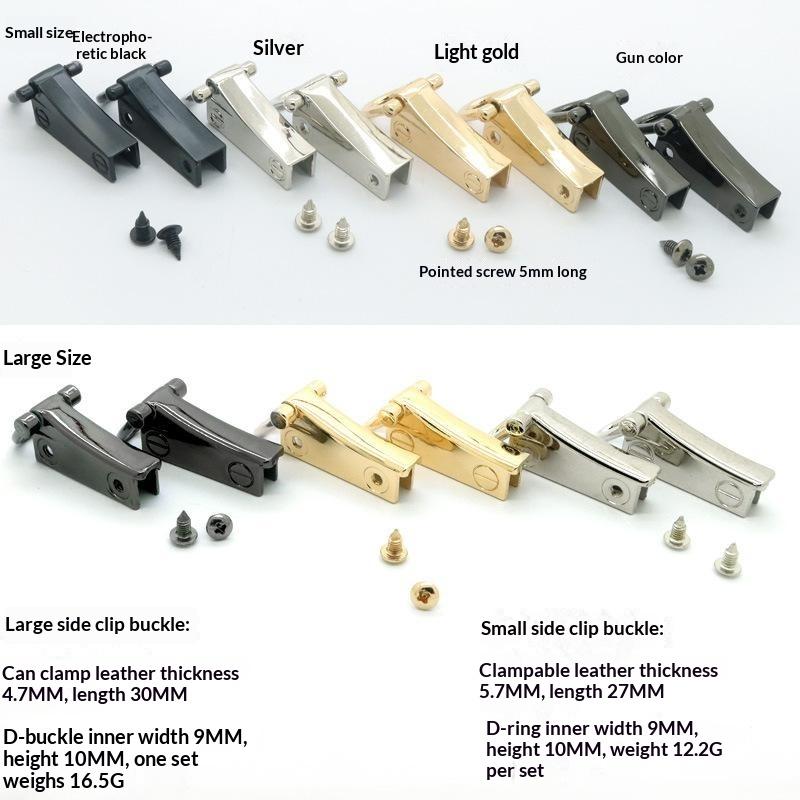 Bag Side Clip Buckle 1 Pair Metal D Ring Leather Strap Connector for Canvas Tote Handbag Hardware Accessories