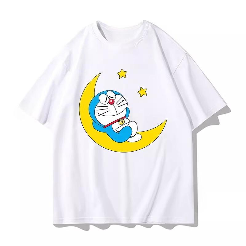 Potdemiel Summer New Arrival Children's 100% Cotton T-Shirt, Doraemon Style, Comfortable and Breathable Children's Clothing