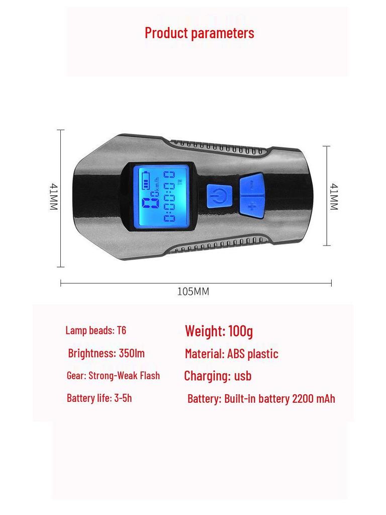 USB-ladbarer intelligenter Mountainbike-Computer mit Licht
