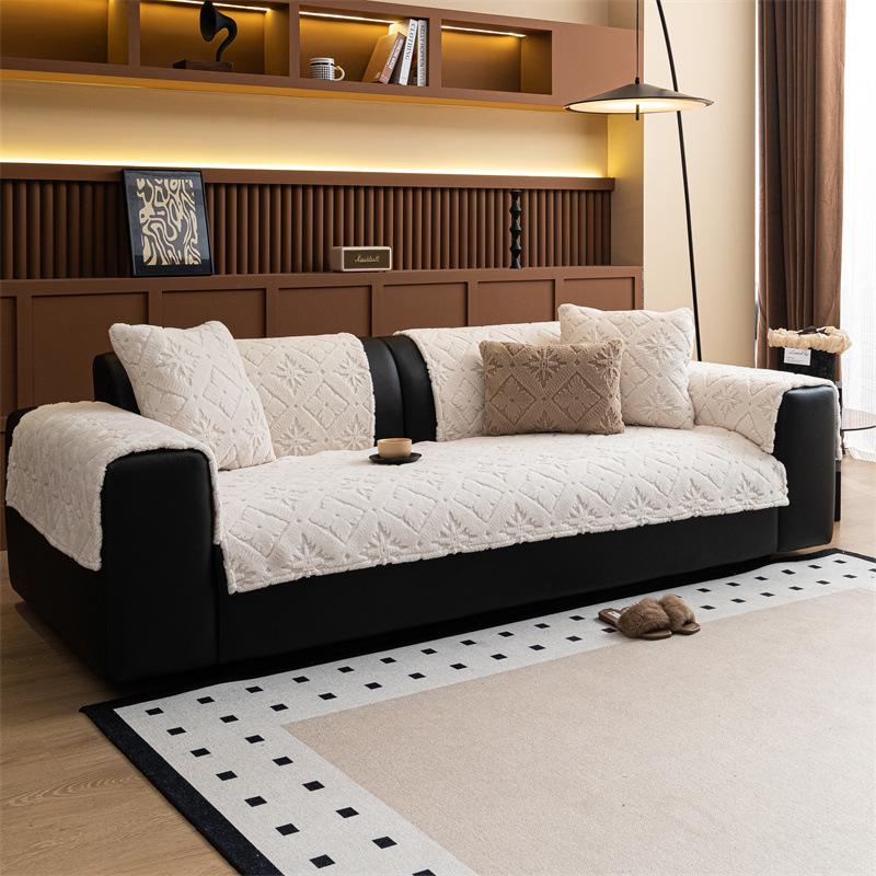 Protector Couch Cover For Sofa For Winter Fur-Covered Sofa Cushion Pet Friendly Anti-Slip Sofa Covers For Living Room