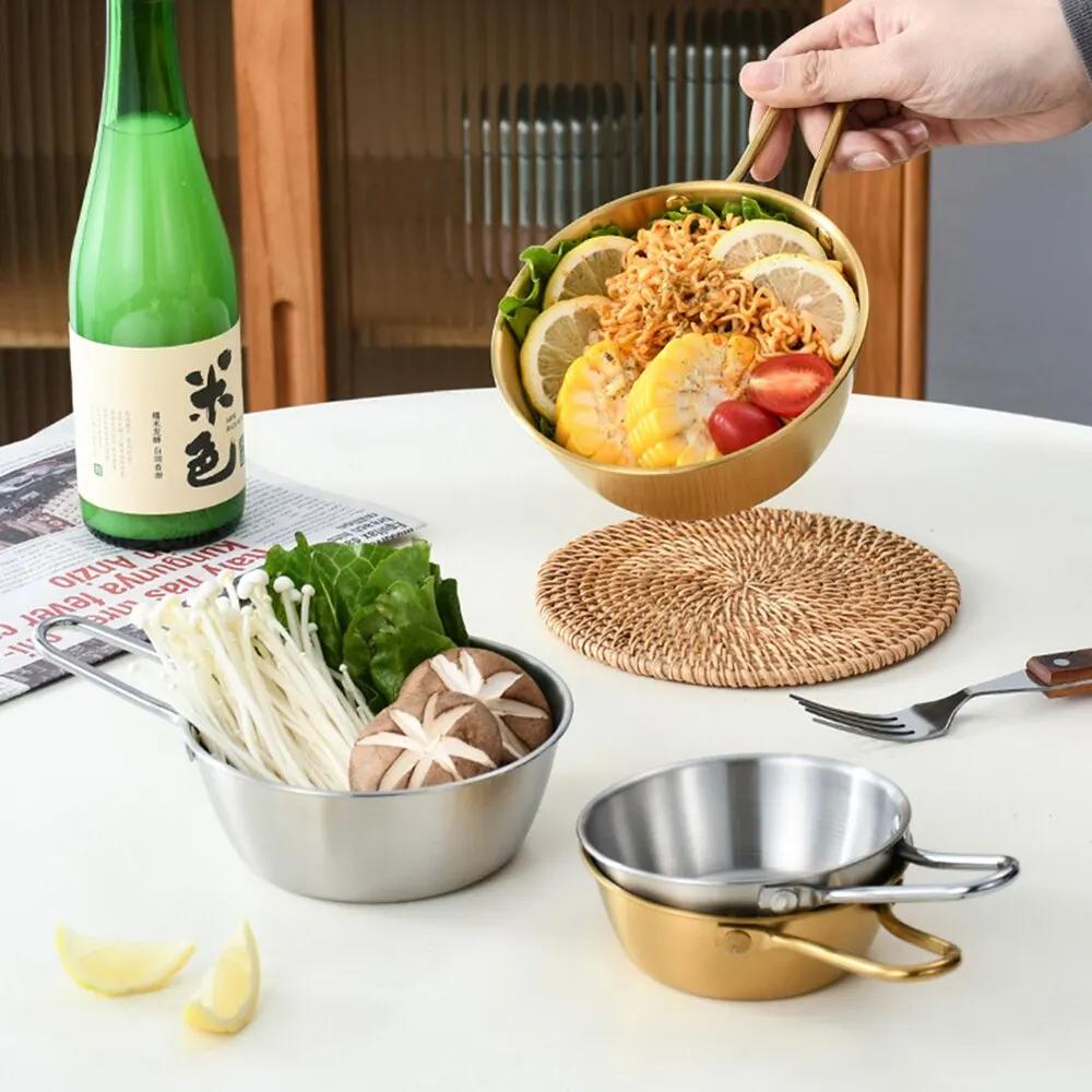 Outdoor Xuela Bowl 304 Stainless Steel Korean Rice Wine Bowl Restaurant Pickle Bowl with Handle Rice Washing Bowl