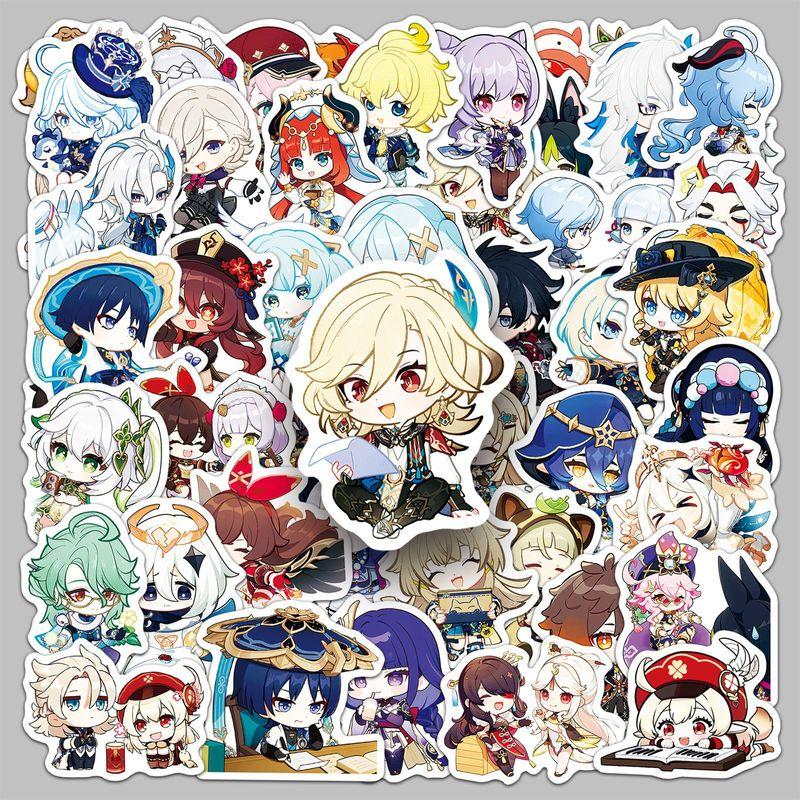 50pcs Cute Genshin Impact Stickers For Laptop Anime Game Decals Luggage Guitar Skateboard Stationery Children'S Sticker Perfect Toy
