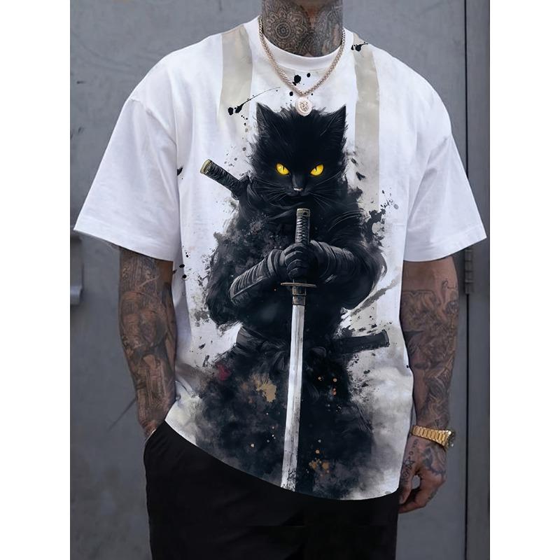 New Retro Style 3D Wolf Print Men's T-shirt Summer Daily Men's Casual T Shirt Outdoor Street Men Fashion Street Short Sleeve Tee