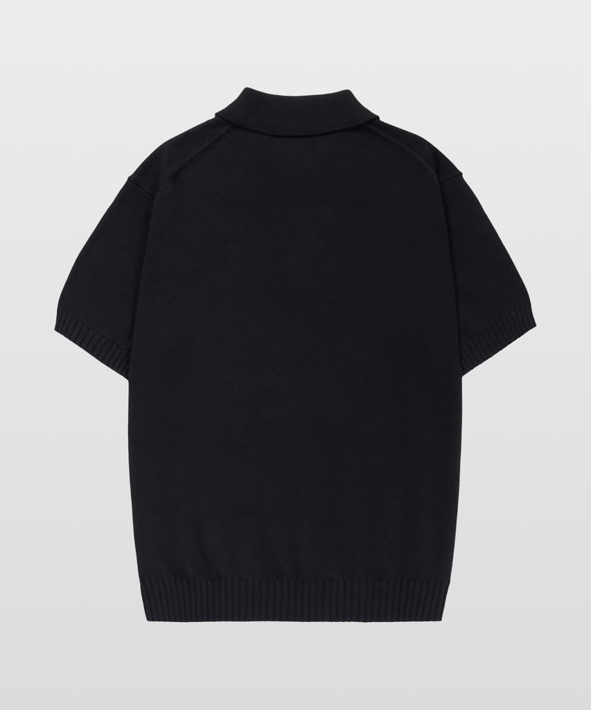 MANNERGRAM 100% Soft Cotton 3-Ply Polo Short Sleeve Knit Black