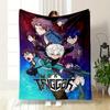 Dynamic Pose of Anime Characters with Weapons In a Vibrant Cosmic Setting. for All Seasons Blanket Lunch Break Throw Gift
