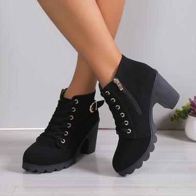 Fashion 2024 New Women's Boots Autumn and Winter Women's High Heel Shoes High Quality Lace Up Women's Boots Fashion Women's