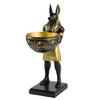 Artistic Anubis Resin Carving Statue With Bowl Ancient Egyptian God Theme Key Holder Tray Decors for Living Room Study