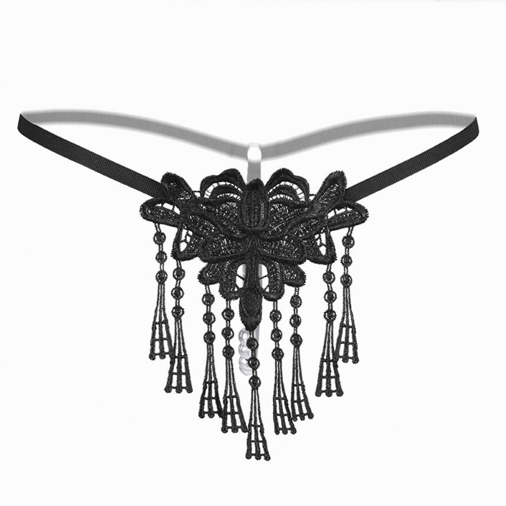 [Free Shipping] Sexy Thong, Hot Lace Embroidered Transparent Seduction Underwear, Women's Low Waist Hollowed Out T-back