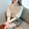 Half High Neck Sweater with Bubble Sleeves Knitted Sweater for Women In Autumn and Winter