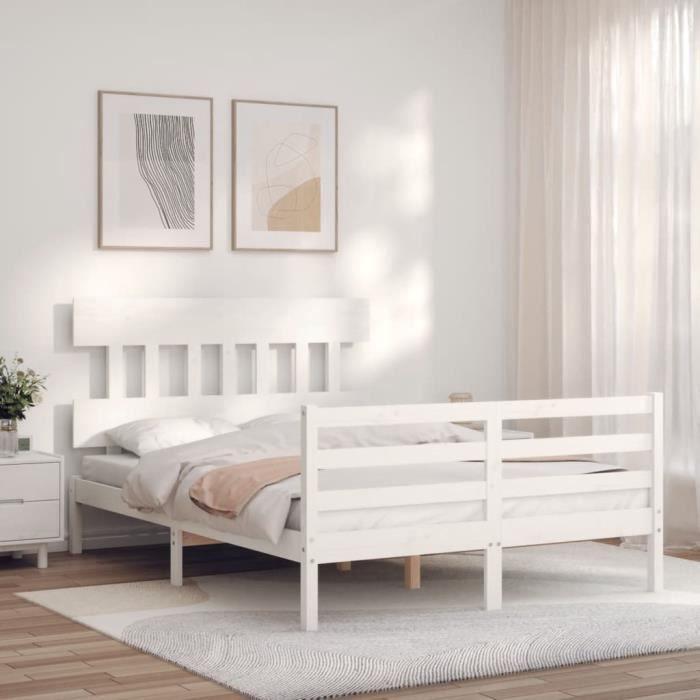VidaXL Bed Frames with Headboard White Small Double Solid Wood 3195127