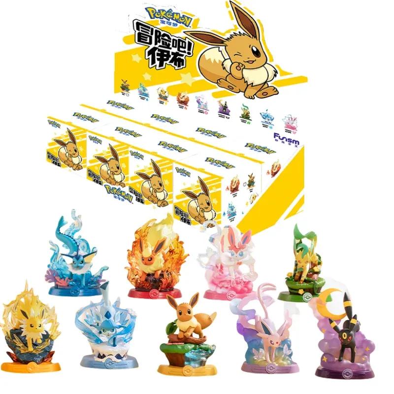 100% Genuine Pokemon Funism Adventure Eevee Family Suit Blind Box Jolteon Sylveon Action Figure Collection Model Kids Toy Gift
