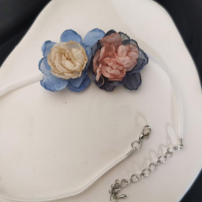 Simple Double Flowers Neckband Choker Necklace Jewelry Temperament Sweet Neck Chain Women Clavicle Chain Necklace