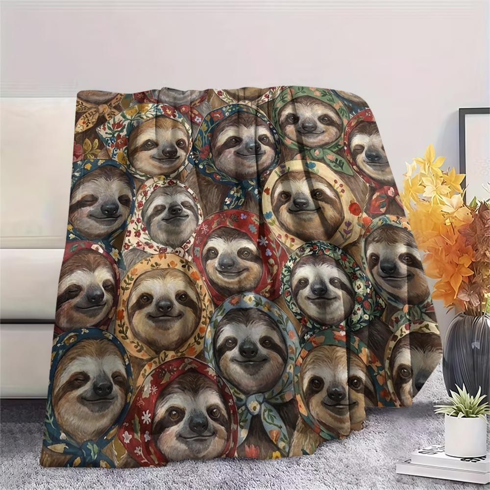 1 Stück Retro Tier Kunst Druck Flanelldecke, Hohe Qualität für Alle Jahreszeiten, Heimdekoration, Wärme und Komfort, Perfekt für Weihnachtsgeschenke