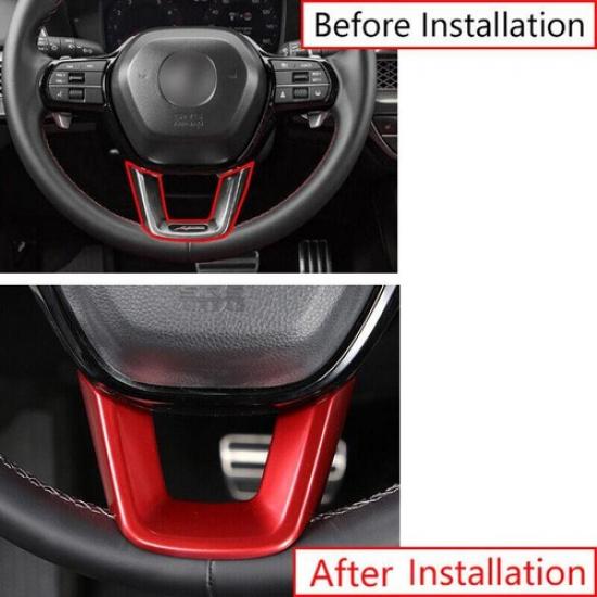 For Acura Integra -2024 Red Style Front Steering Wheel U-Type Cover Trim 1pc
