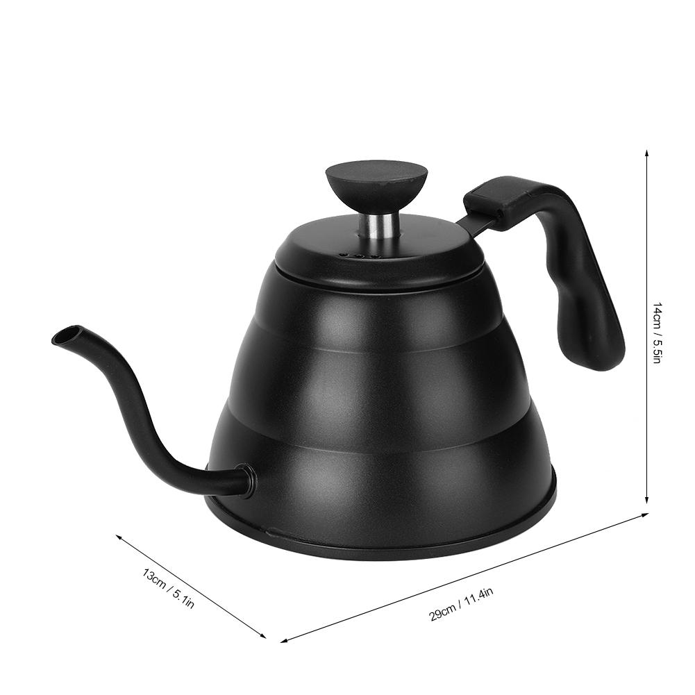 1L Domácí Kuchyň 304 Nerezová Ocel Kávovar Ruční Konvice na Kávu Ruční Konvička na Kávu Černá