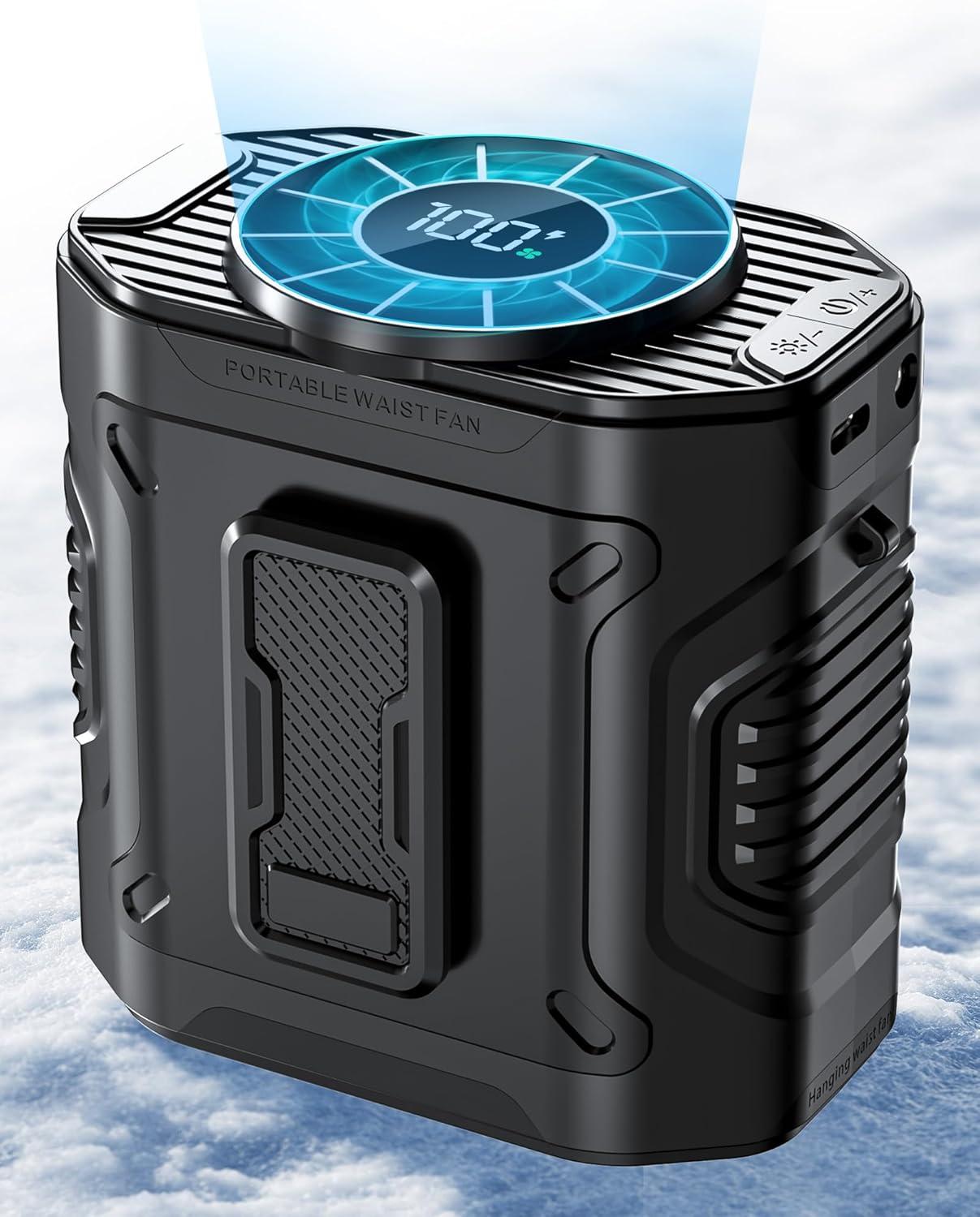 

Новый поясной вентилятор с клипсой Портативный мини-вентилятор с подвеской на шею USB-перезаряжаемый вентилятор Маленький уличный кемпинговый поясной вентилятор с повербанком Светодиодная подсветка чёрный