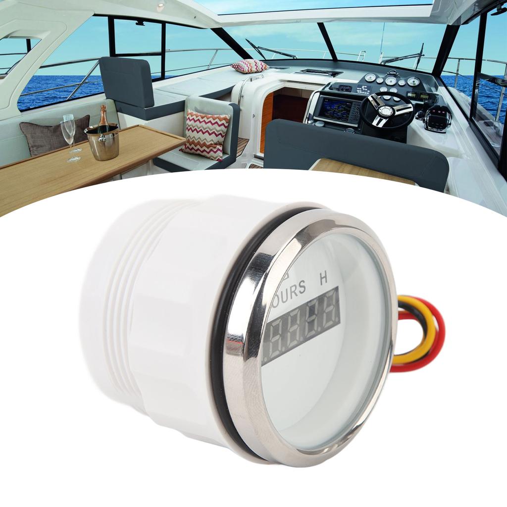 932V 52MM Boat Round Digital Hour Meter High   Hourmeter Round Gauge for RVs Yachts Fishing Boats
