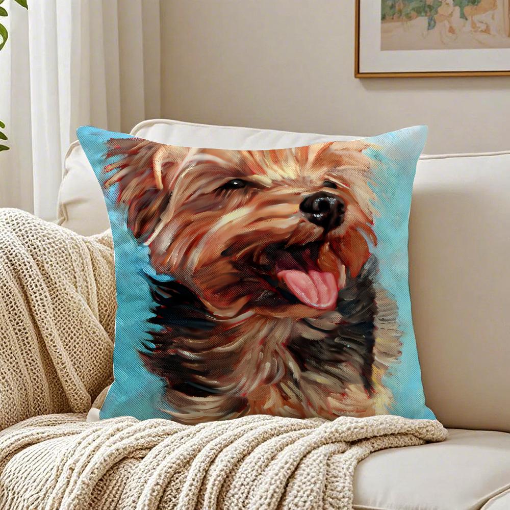 NICE CUTE Yorkshire Terrier dog Cushion Cover Pillowcase Antidustmite living Room Sofa Decor Cushion Room