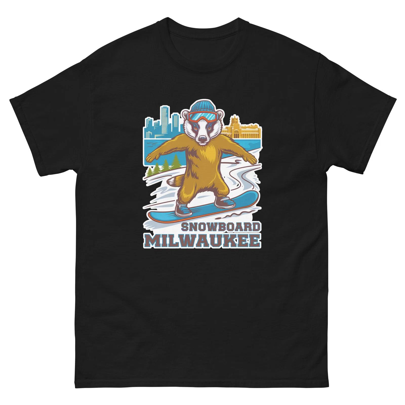 Snowboard Milwaukee Badger USA Snowboarding Animal T-Shirt M