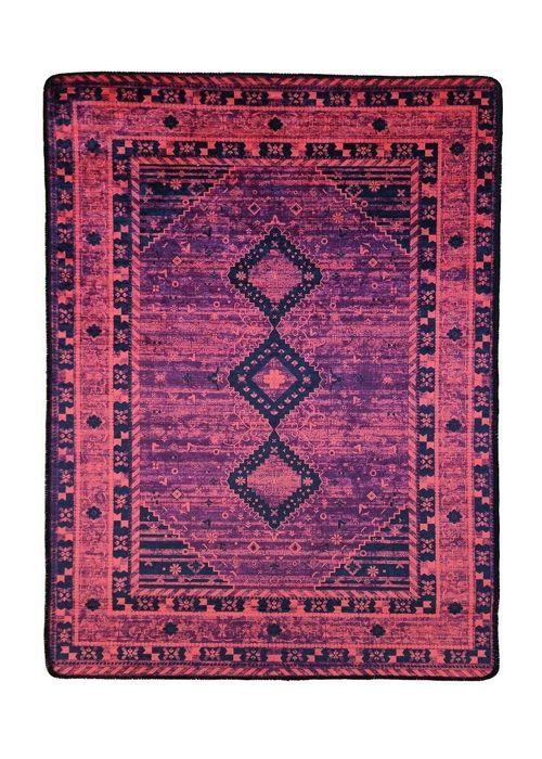 Tapis de salon - MAGHREB - Rouge - 80x150 cm - 50% Polyester - Antidérapant